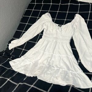 Trixxi White Tiered Mini Dress with Sweetheart Neckline